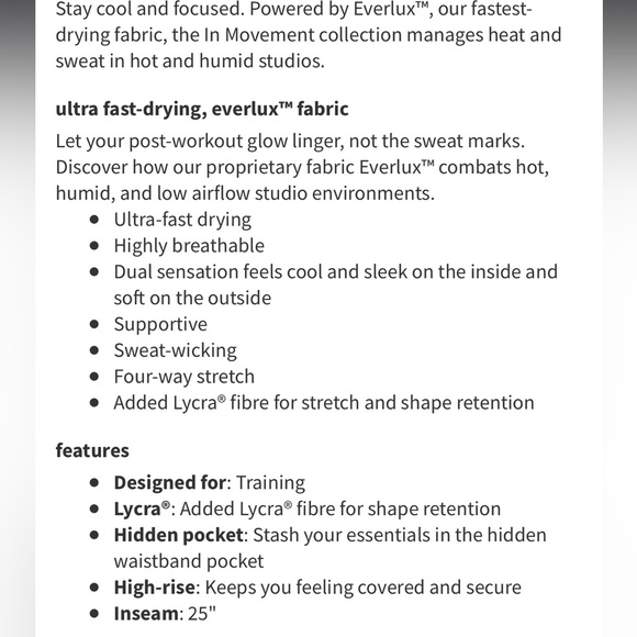 Lululemon In Movement Tights 25” size 10 - Picture 9 of 9